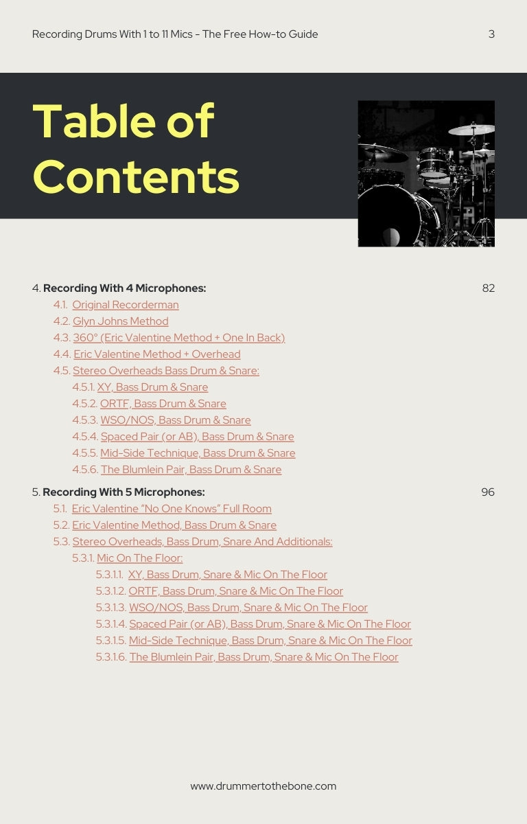Recording Drums With 1 to 11 Mics - The FREE How-to Guide