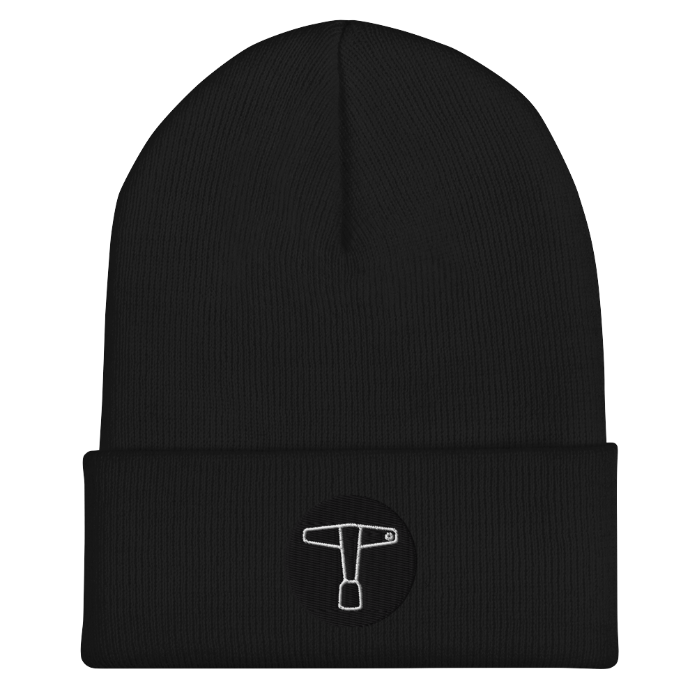 Drum Key Embroidered Cuffed Beanie