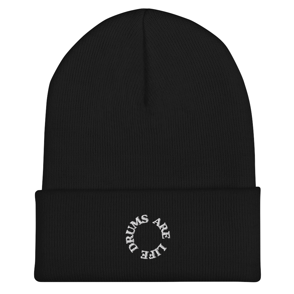 Drums Are Life Embroidered Cuffed Beanie