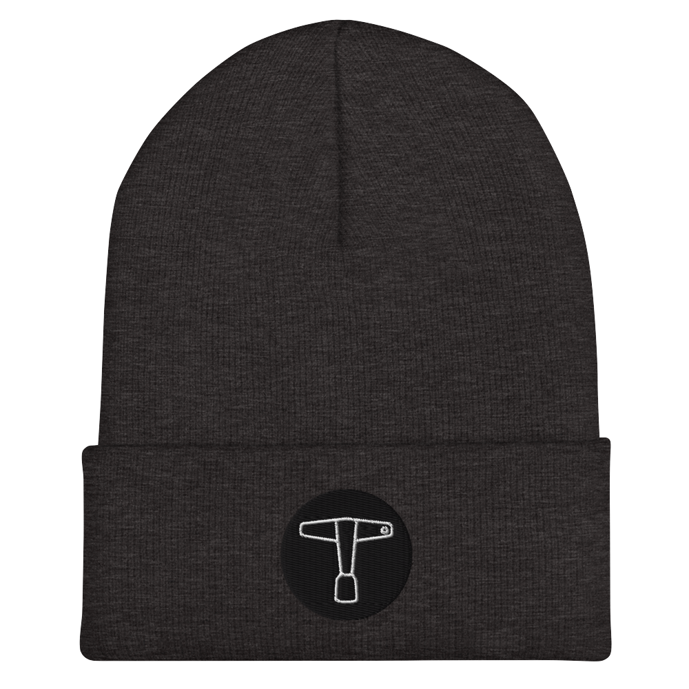 Drum Key Embroidered Cuffed Beanie