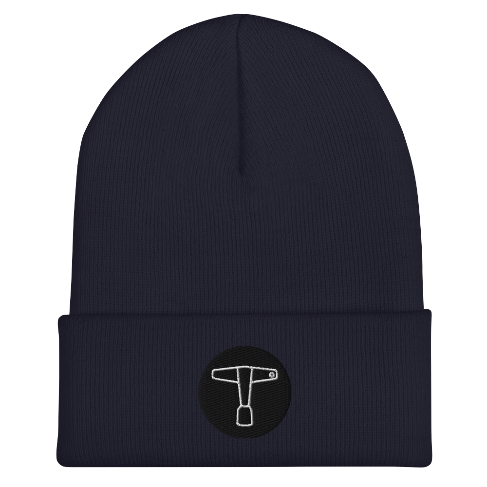 Drum Key Embroidered Cuffed Beanie