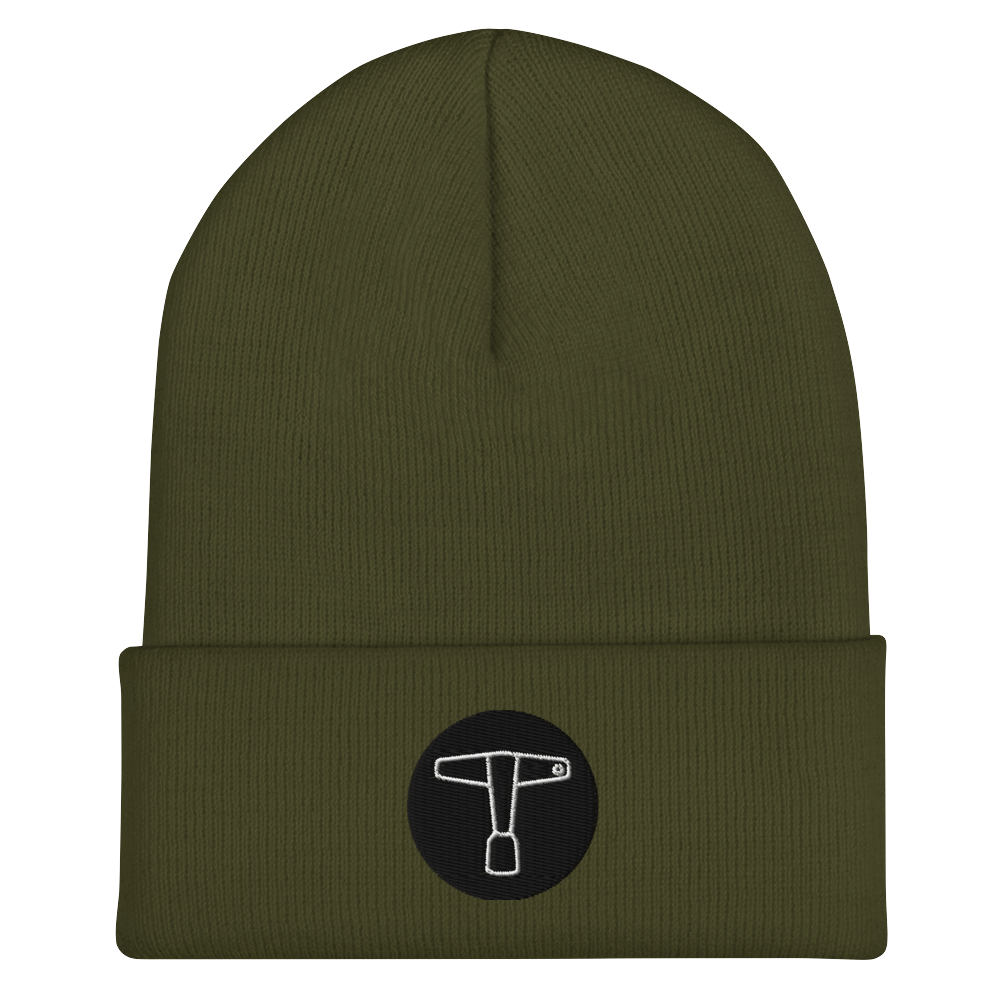 Drum Key Embroidered Cuffed Beanie