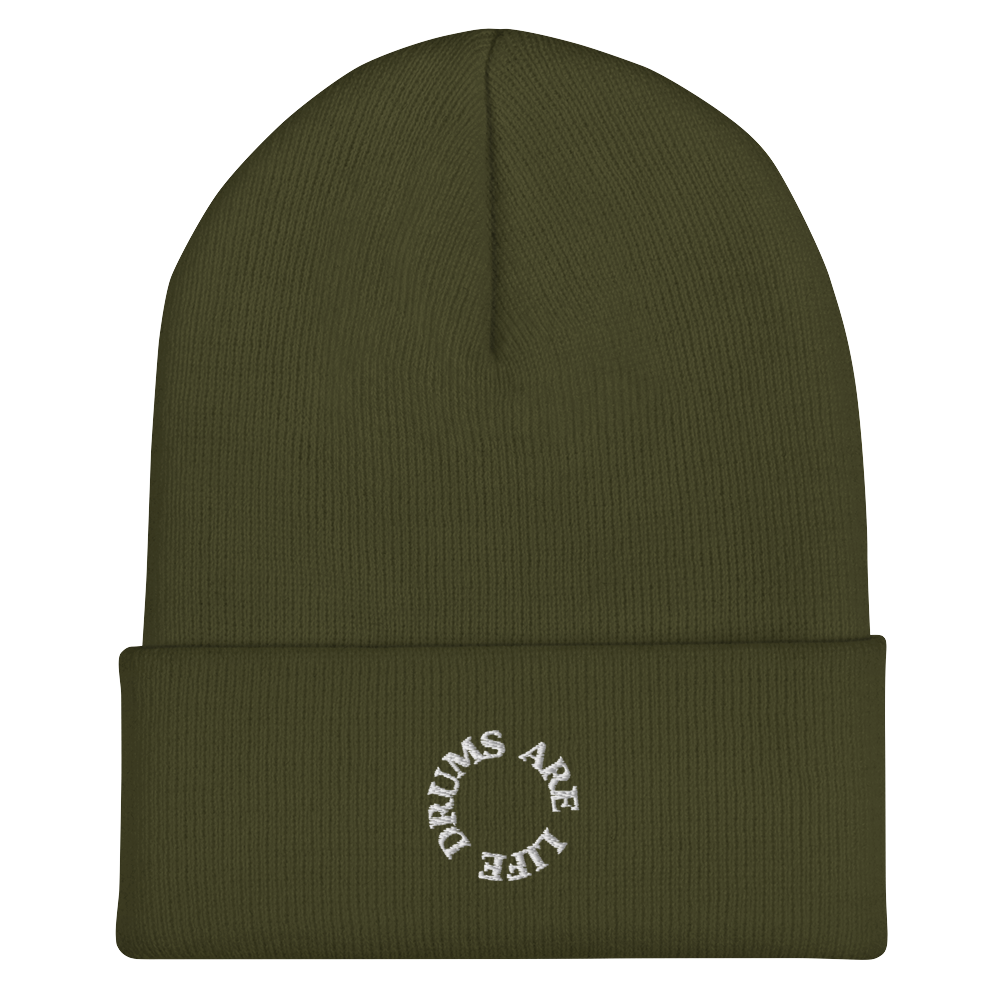 Drums Are Life Embroidered Cuffed Beanie