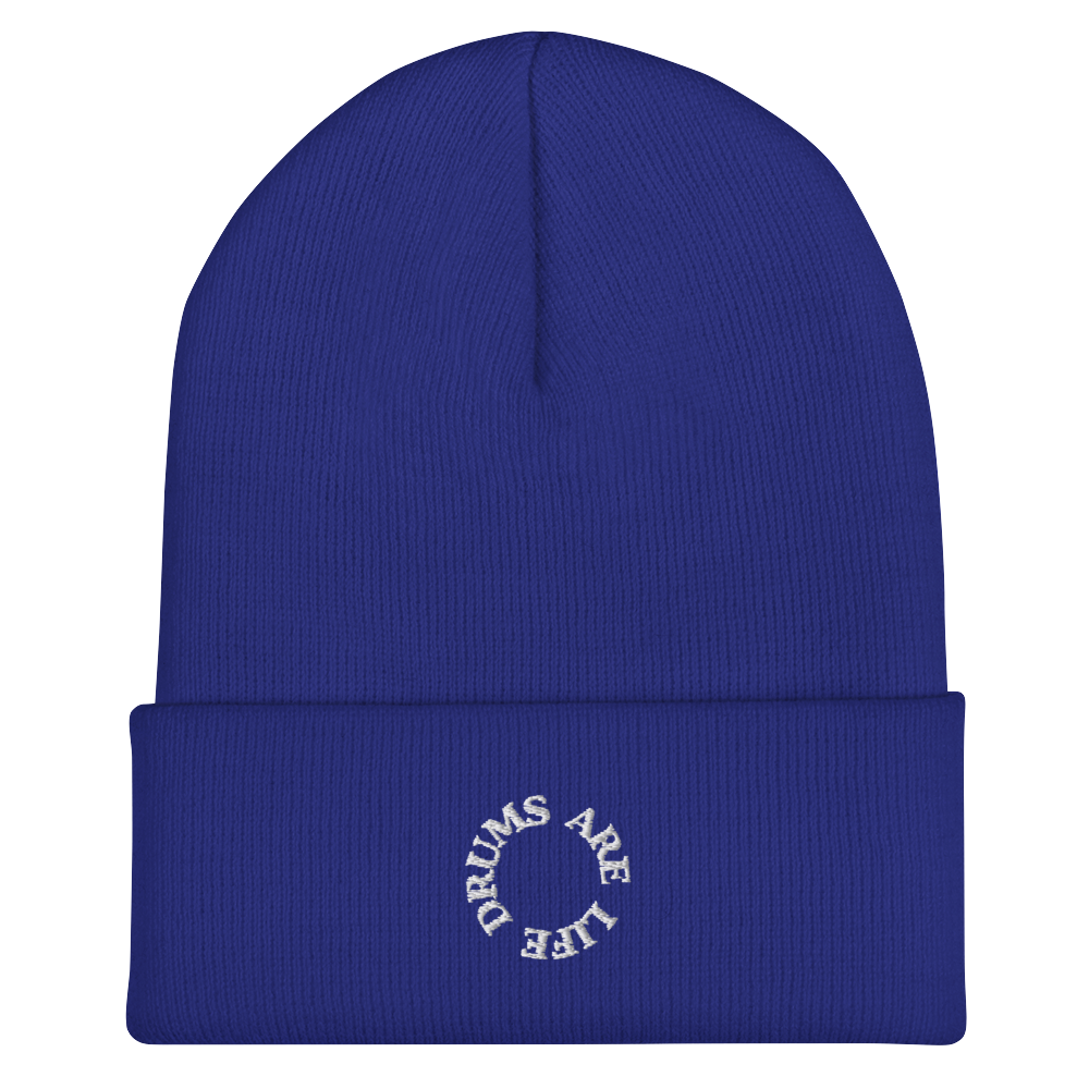 Drums Are Life Embroidered Cuffed Beanie