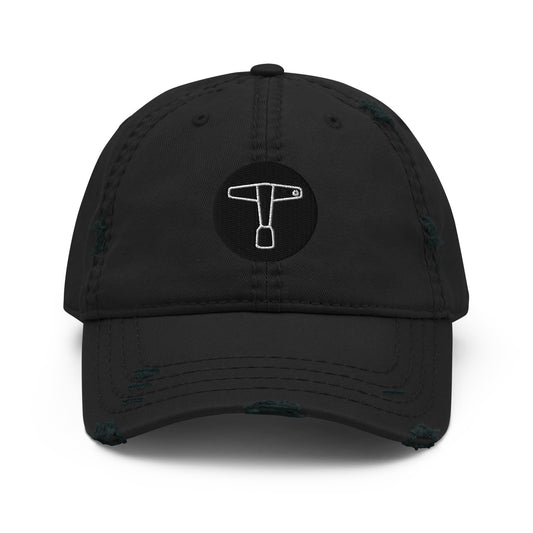 Drum Key Embroidered Distressed Dad Hat