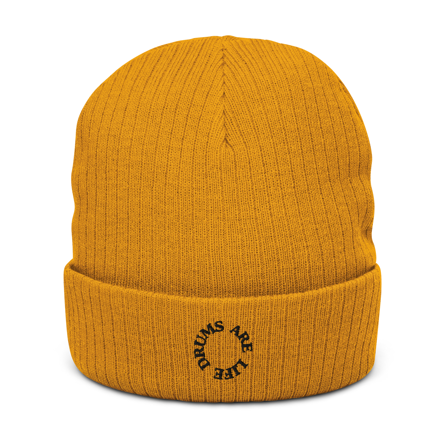 Drums Are Life Embroidered Ribbed Knit Beanie