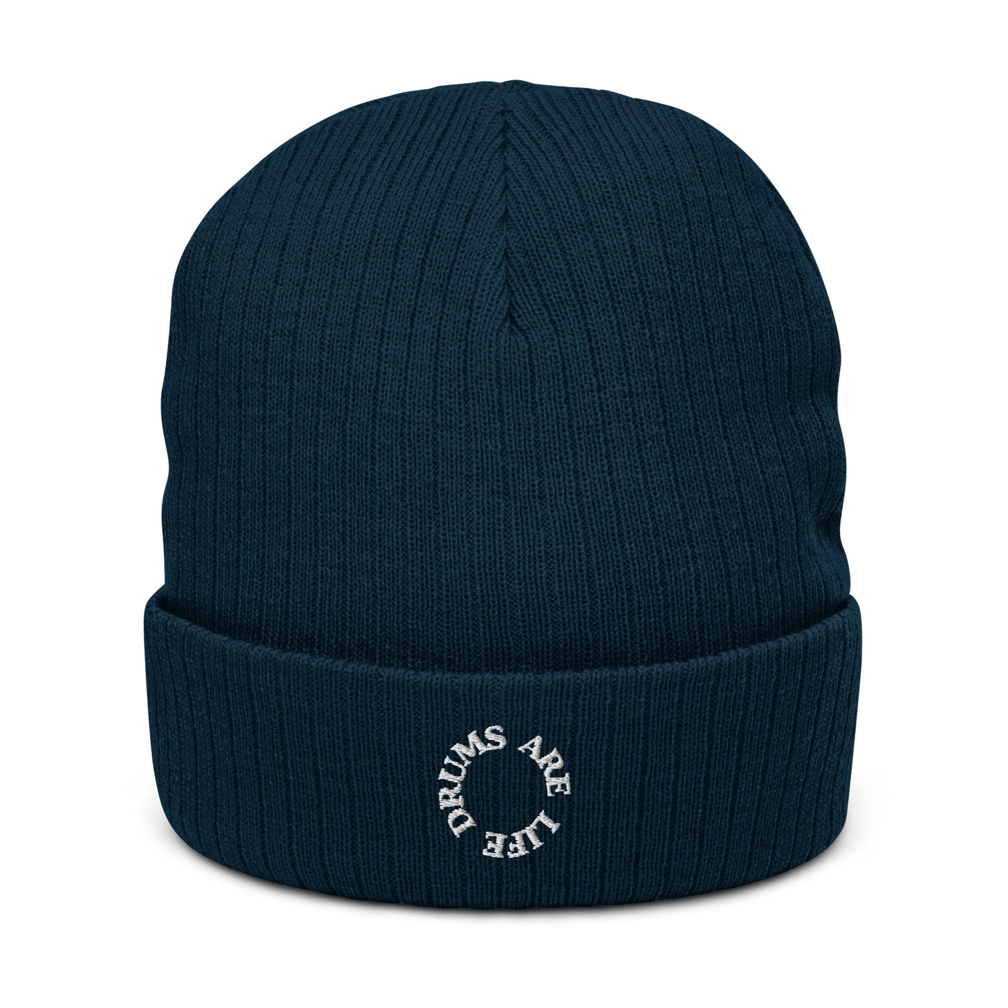 Drums Are Life Embroidered Ribbed Knit Beanie