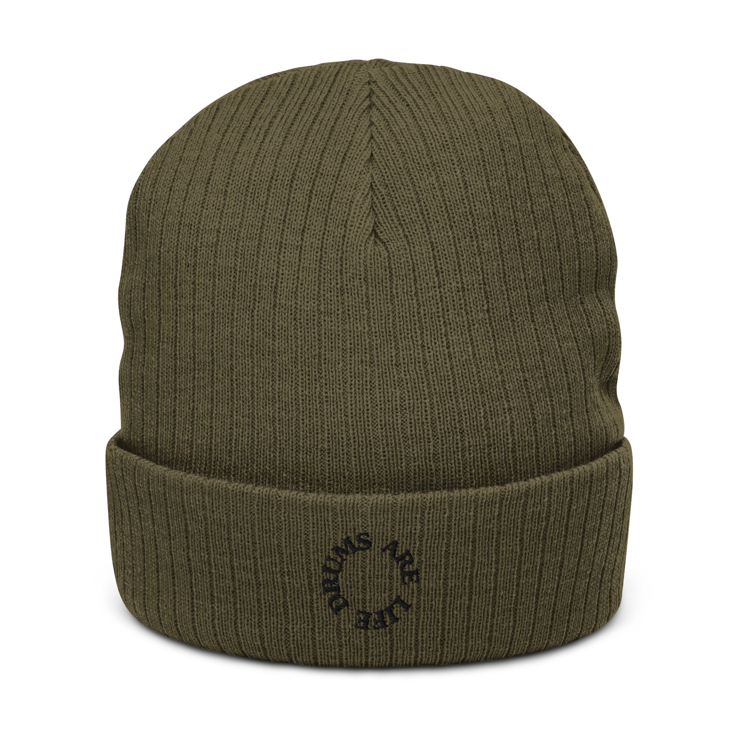 Drums Are Life Embroidered Ribbed Knit Beanie